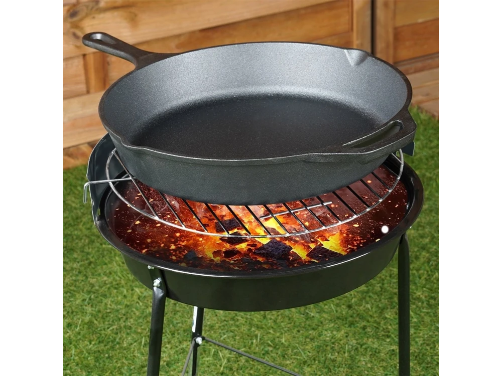 Vilde Premium Cast Iron Skillet 30 cm, Cast Iron Frying Pan with Extra Protective Silicone Handle