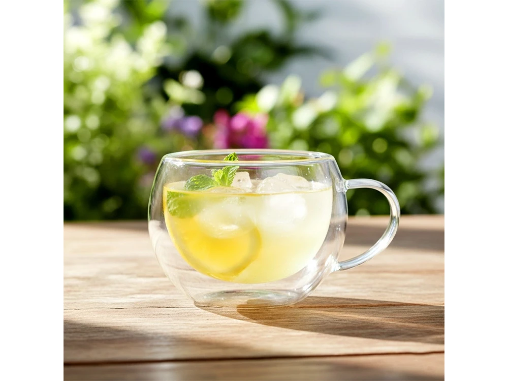 Vilde Premium Double Walled Glass, Cappuccino Cups Set of 2 280ml Double Borosilicate, with Handle