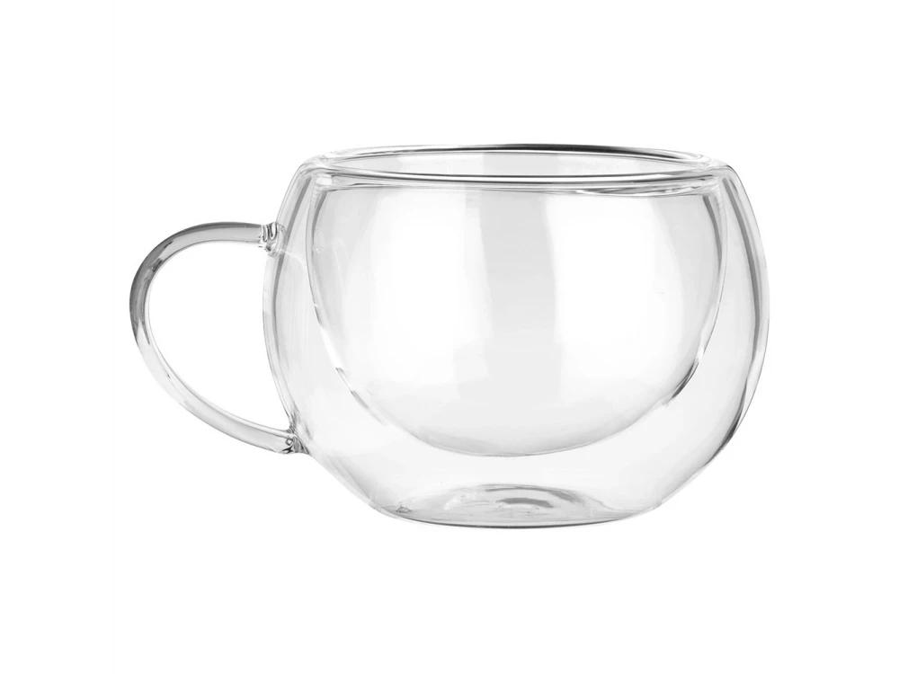 Vilde Premium Double Walled Glass, Cappuccino Cups Set of 2 280ml Double Borosilicate, with Handle