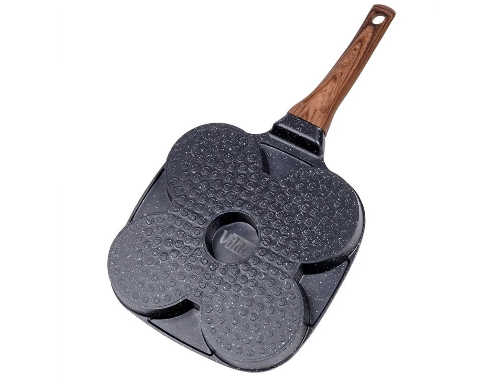 Vilde Premium Four-Cup Egg Pan Granite, Αντικολλητικό Τηγάνι 4 Θέσεων από Αλουμίνιο με Επίστρωση από Γρανίτη, 19cm
