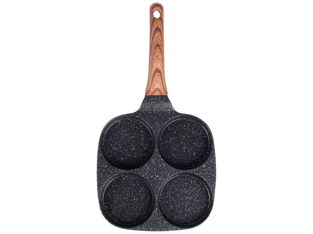 Vilde Premium Four-Cup Egg Pan Granite, Αντικολλητικό Τηγάνι 4 Θέσεων από Αλουμίνιο με Επίστρωση από Γρανίτη, 19cm