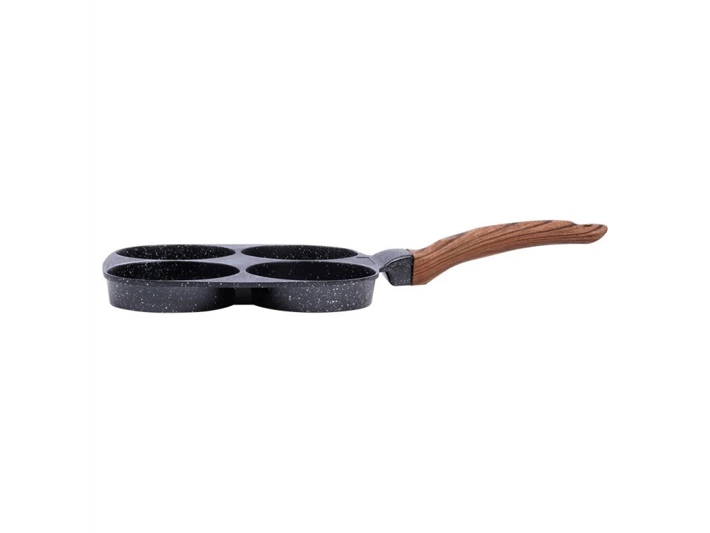 Vilde Premium Four-Cup Egg Pan Granite, Αντικολλητικό Τηγάνι 4 Θέσεων από Αλουμίνιο με Επίστρωση από Γρανίτη, 19cm