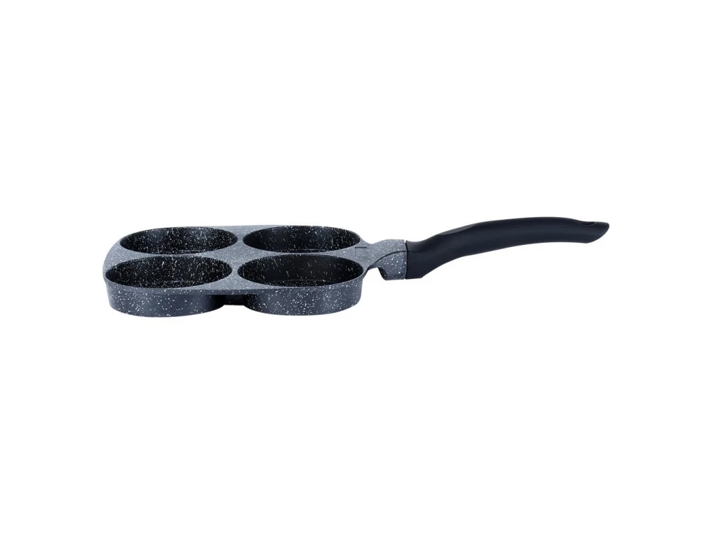 Vilde Premium Four-Cup Egg Pan Granite, 4-Cup Aluminum Non-Stick Pan with Granite Coating, 19cm