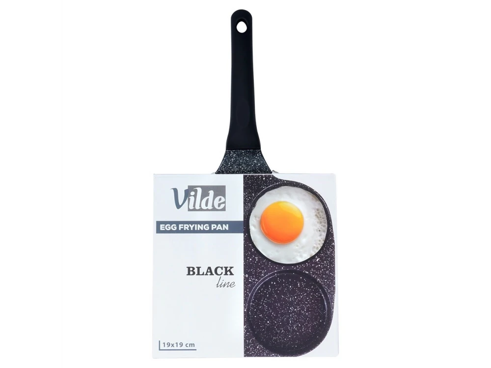 Vilde Premium Four-Cup Egg Pan Granite, 4-Cup Aluminum Non-Stick Pan with Granite Coating, 19cm