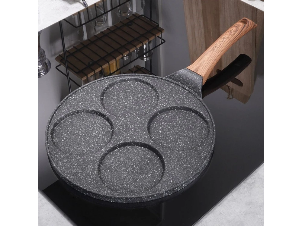 Vilde Premium Four-Cup Egg Pan Granite, Αντικολλητικό Τηγάνι 4 Θέσεων από Αλουμίνιο με Επίστρωση από Γρανίτη, 26cm
