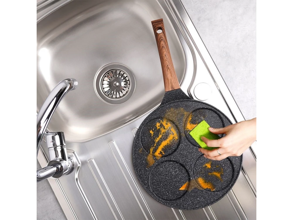 Vilde Premium Four-Cup Egg Pan Granite, Αντικολλητικό Τηγάνι 4 Θέσεων από Αλουμίνιο με Επίστρωση από Γρανίτη, 26cm
