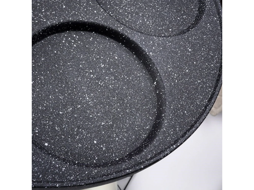Vilde Premium Four-Cup Egg Pan Granite, Αντικολλητικό Τηγάνι 4 Θέσεων από Αλουμίνιο με Επίστρωση από Γρανίτη, 26cm