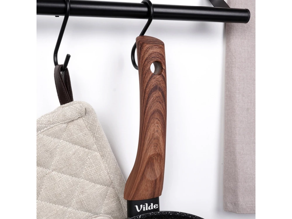 Vilde Premium Frying Pan Set Granite, Set of 3 Non-Stick Aluminum Frying Pans with Granite Coating 20 / 24 / 28cm