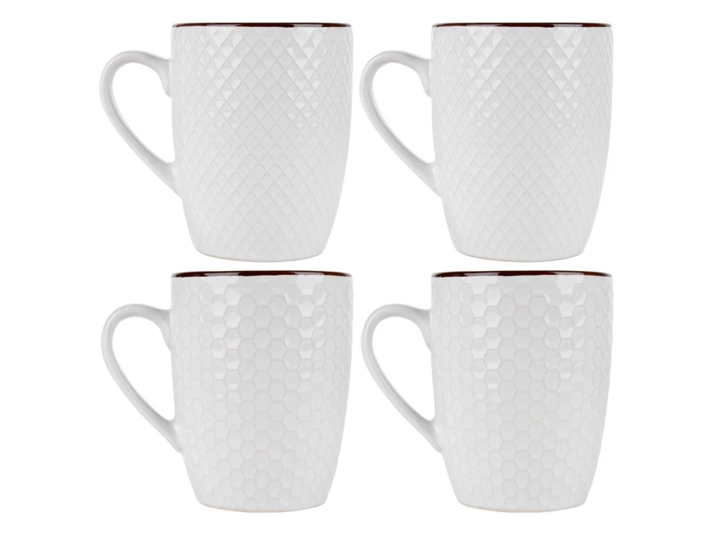 Vilde Premium Mugs Ceramic, Ceramic Mugs set of 4pcs 400ml, White