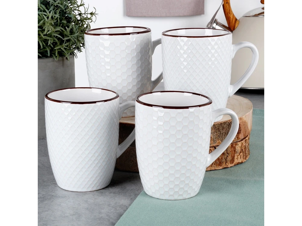 Vilde Premium Mugs Ceramic, Ceramic Mugs set of 4pcs 400ml, White