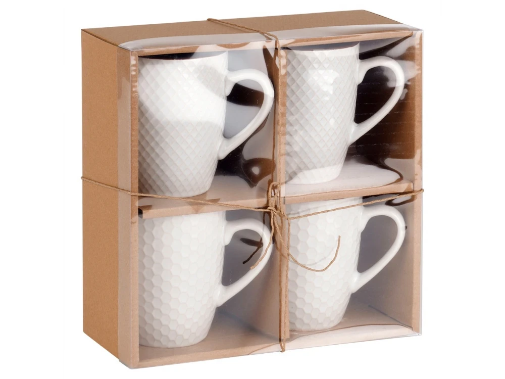 Vilde Premium Mugs Ceramic, Ceramic Mugs set of 4pcs 400ml, White