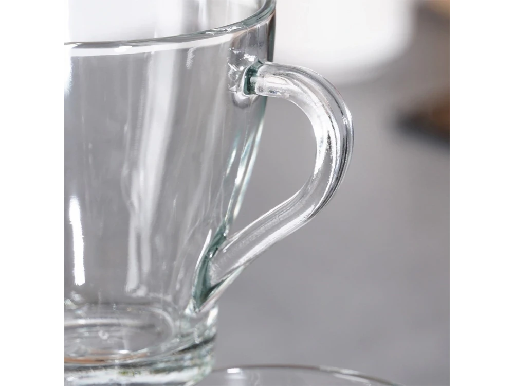 Vilde Premium Coffee / Tea Cups set of 6 250ml, Glass with Handle