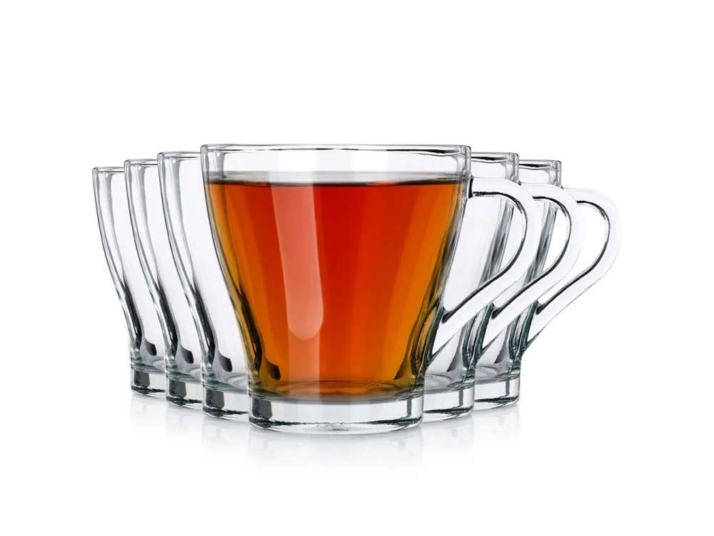 Vilde Premium Coffee / Tea Cups set of 6 250ml, Glass with Handle