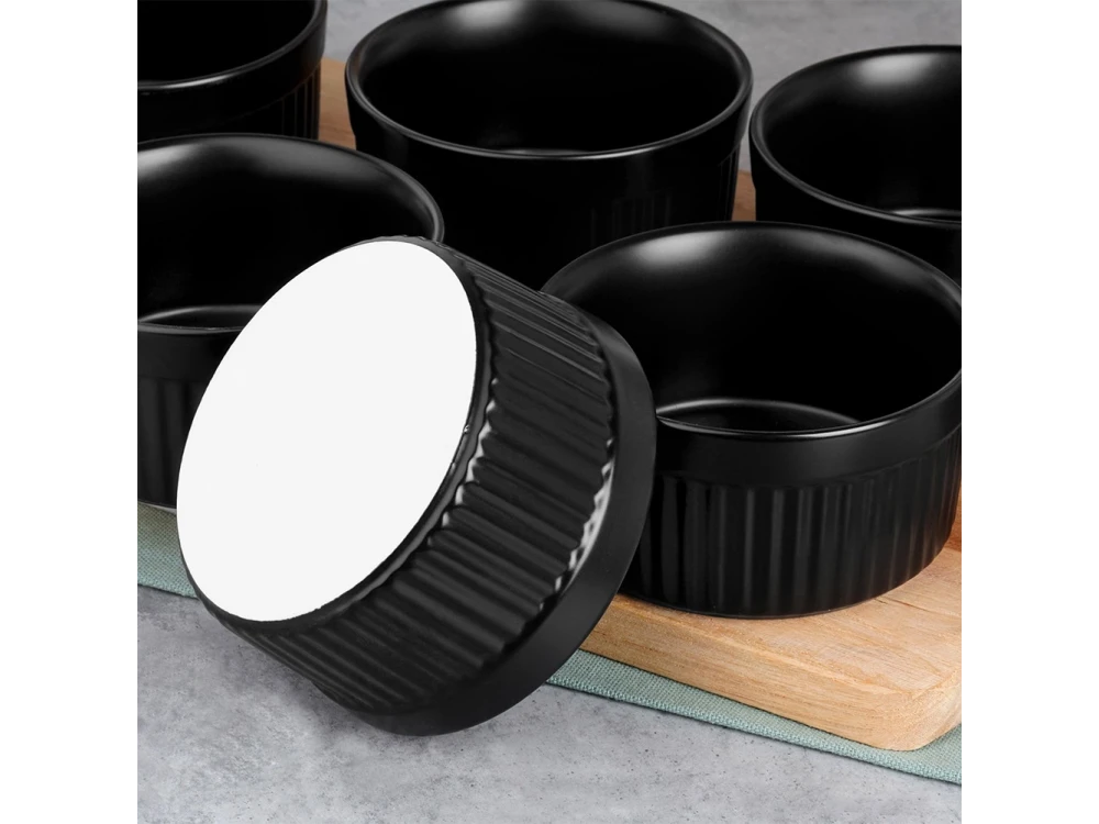 Vilde Ramekin Set of 6, Ceramic Serving Bowl with Diameter 10cm, Black