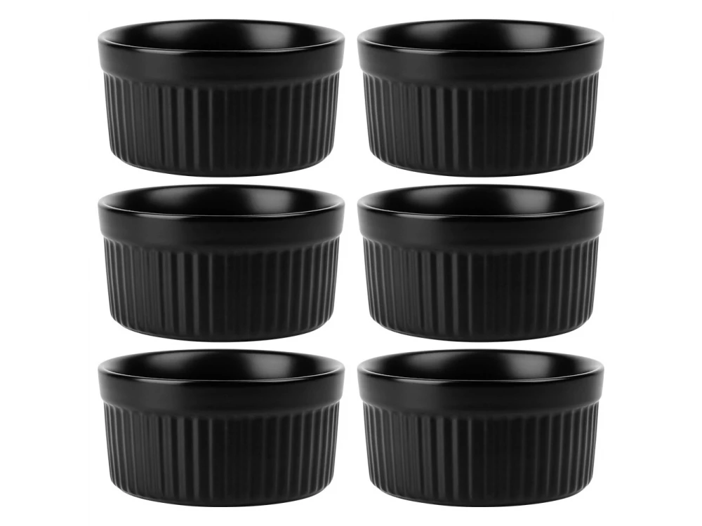 Vilde Ramekin Set of 6, Ceramic Serving Bowl with Diameter 10cm, Black