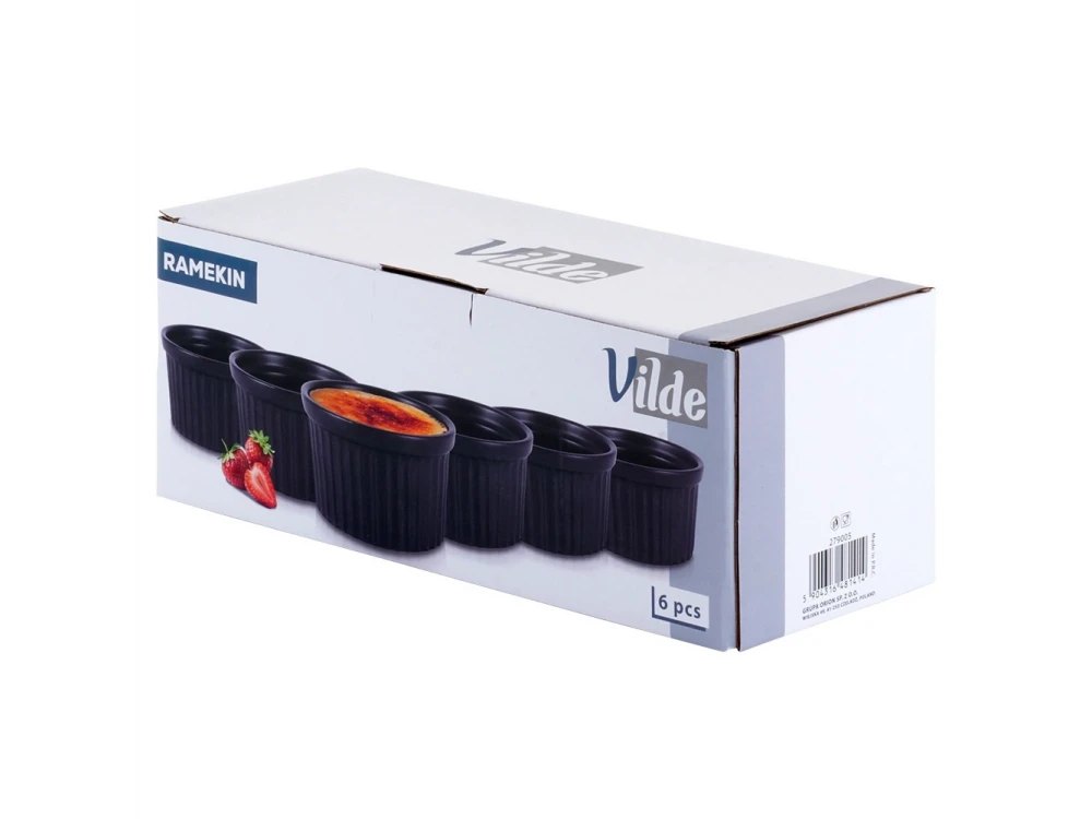 Vilde Ramekin Set of 6, Ceramic Serving Bowl with Diameter 10cm, Black