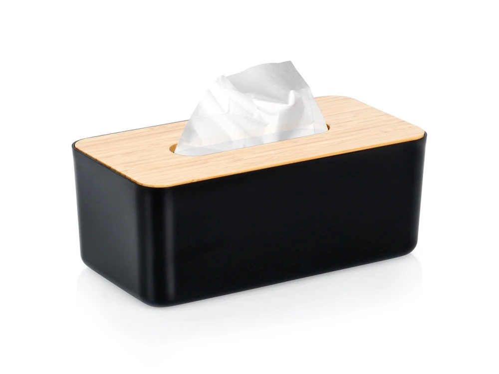 Vilde Tissue Box Holder, Wooden Tissue Box 24x13x9.5cm, Black