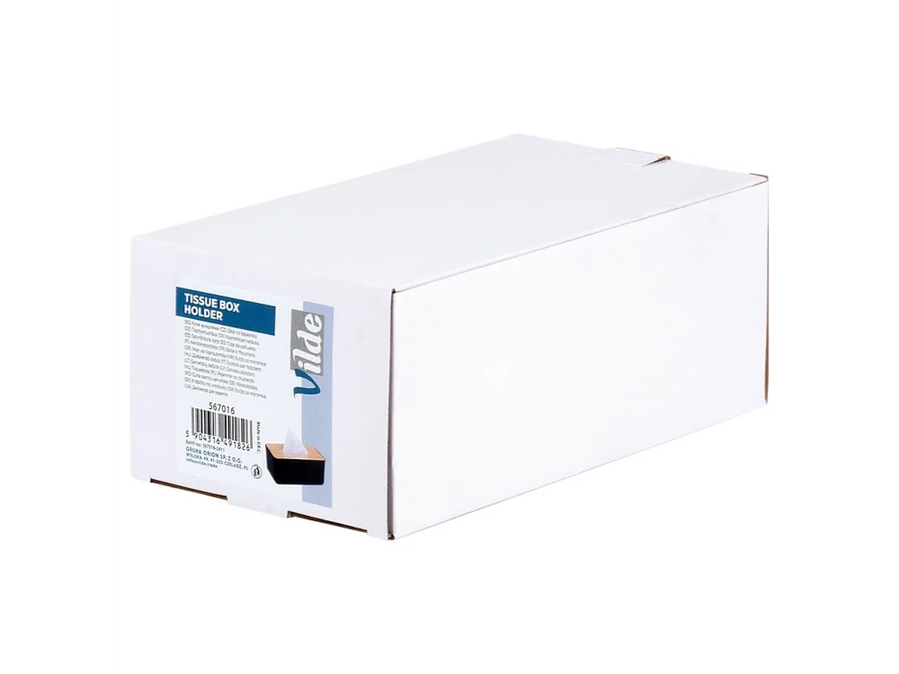 Vilde Tissue Box Holder, Wooden Tissue Box 24x13x9.5cm, Black