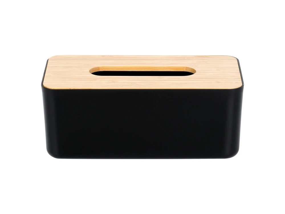 Vilde Tissue Box Holder, Wooden Tissue Box 24x13x9.5cm, Black