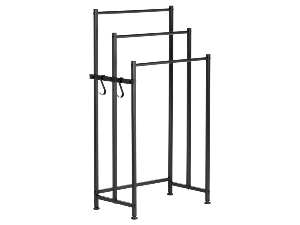 Vilde Towel Stand, Triple Bathroom Towel Hanger 45x25x84cm Metallic, Black