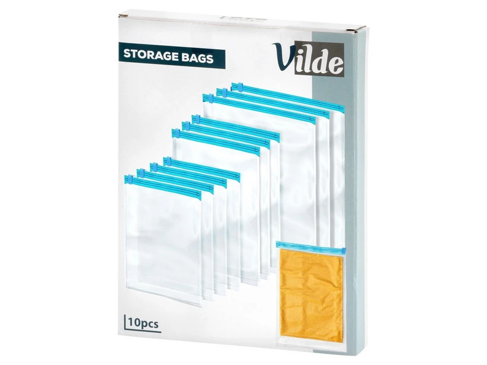 Vilde Vacuum Storage Bags, Set of 10pcs Storage Bags for Bags / Clothes Airtight with Vacuum, Transparent