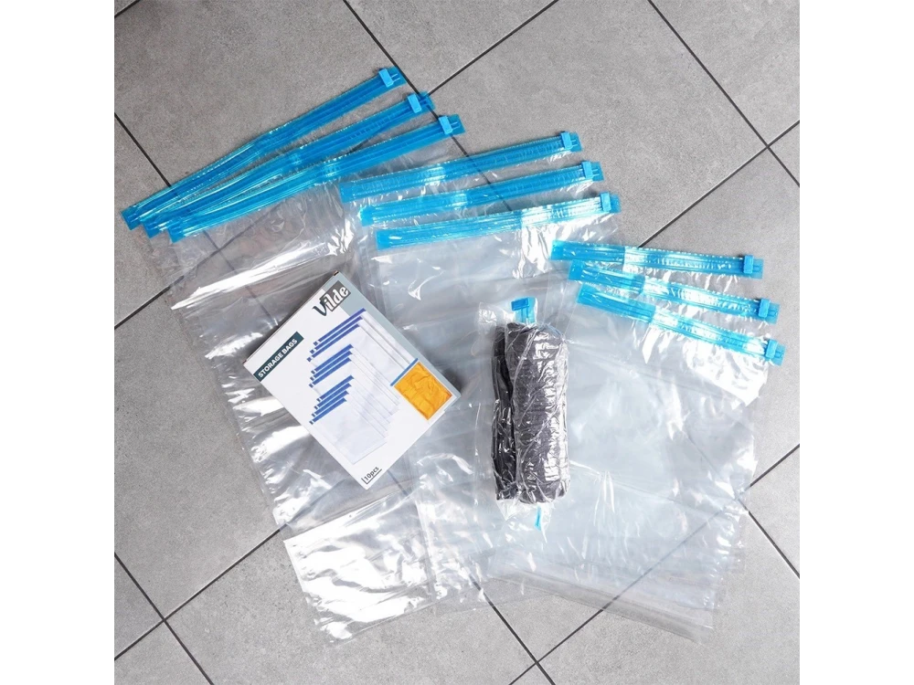 Vilde Vacuum Storage Bags, Set of 10pcs Storage Bags for Bags / Clothes Airtight with Vacuum, Transparent