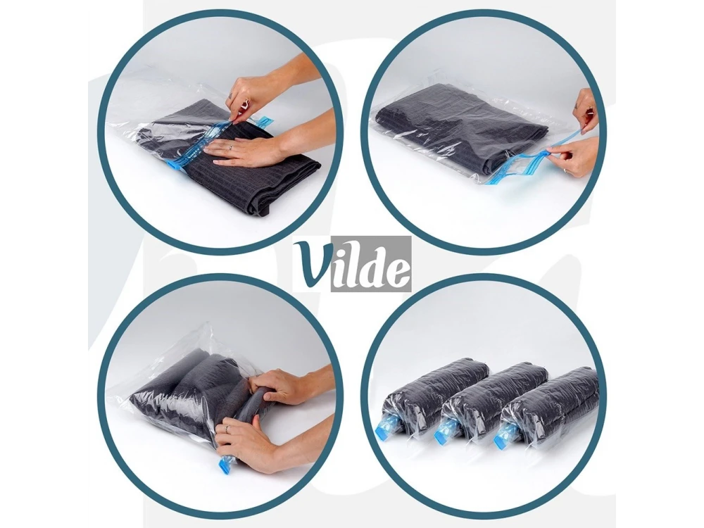 Vilde Vacuum Storage Bags, Set of 10pcs Storage Bags for Bags / Clothes Airtight with Vacuum, Transparent