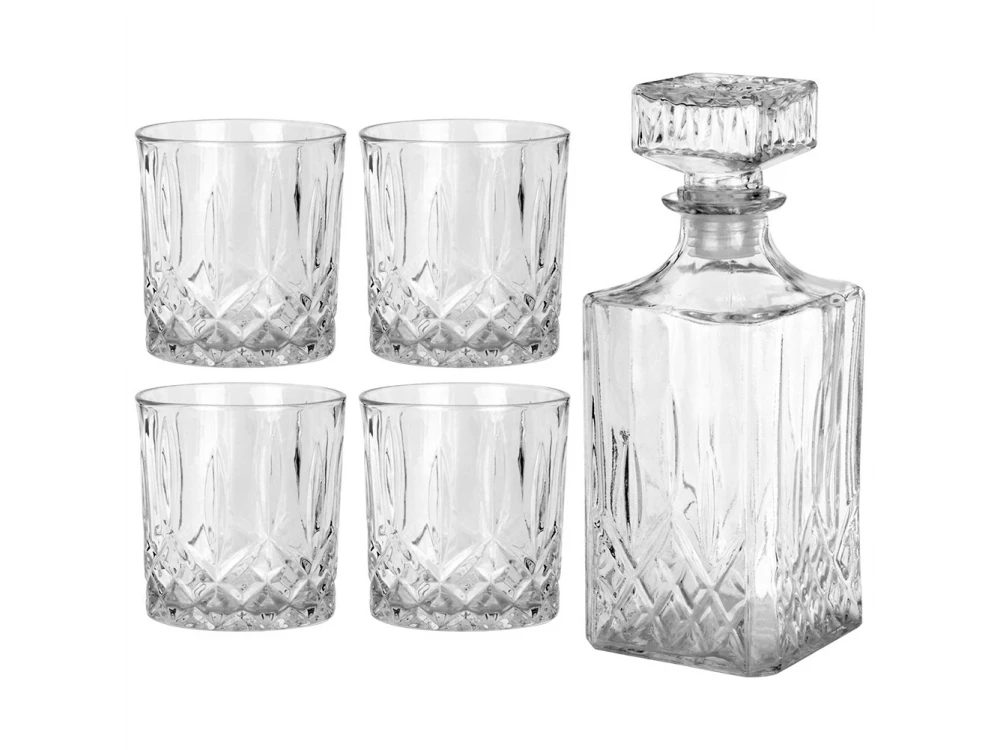 Vilde Whisky Glasses & Bottle Set - Whiskey Set, with 4 Glasses & Bottles