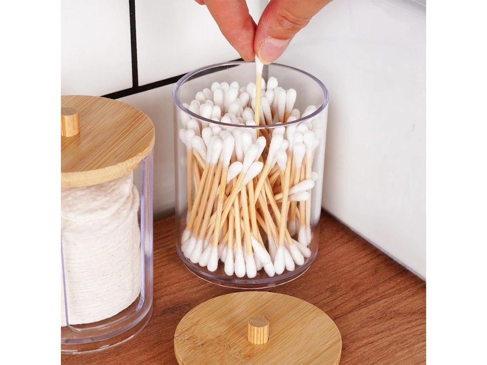 Vilde Cotton Bud and Cotton Case with Bamboo Lid