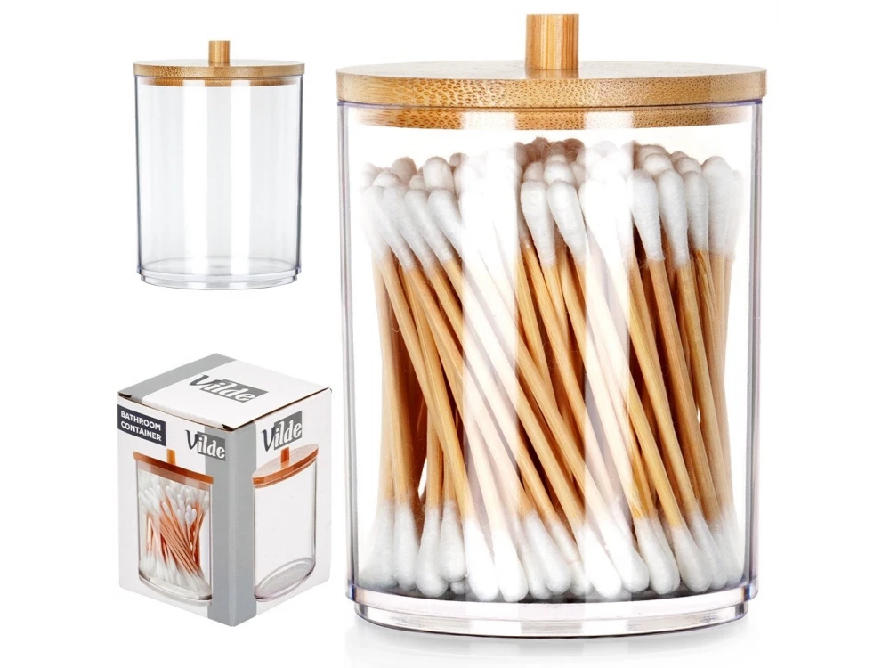 Vilde Cotton Bud and Cotton Case with Bamboo Lid