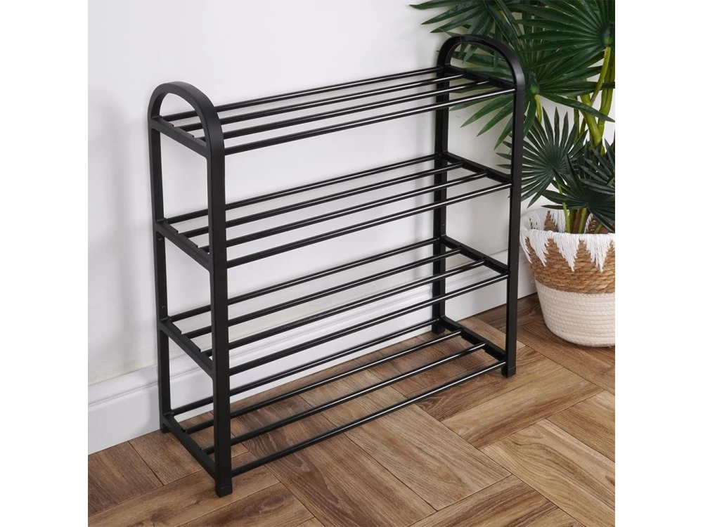 Vilde Μεταλλική Παπουτσοθήκη με 4 Ράφια 57x18x49cm, Μαύρη
