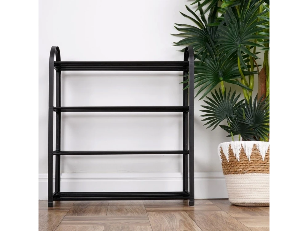 Vilde Μεταλλική Παπουτσοθήκη με 4 Ράφια 57x18x49cm, Μαύρη