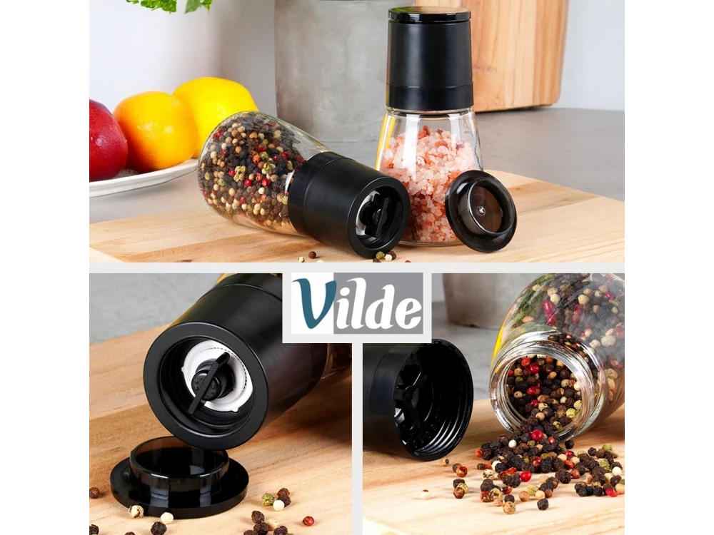 Vilde Set of 2 Manual Spice Grinders Glass 13.3cm
