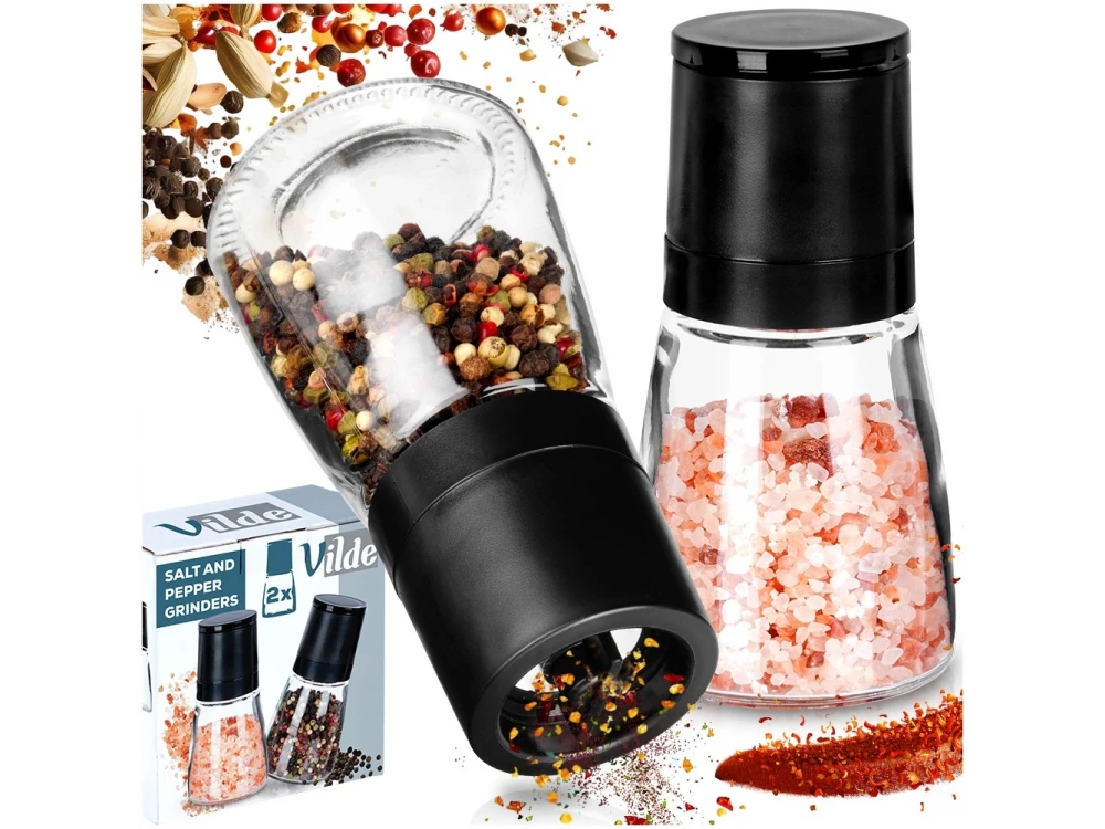 Vilde Set of 2 Manual Spice Grinders Glass 13.3cm