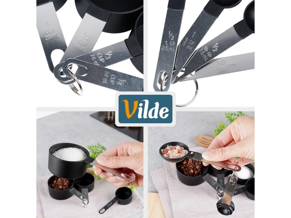Vilde Set of 8 Kitchen Measuring Cups with Stainless Steel Handle