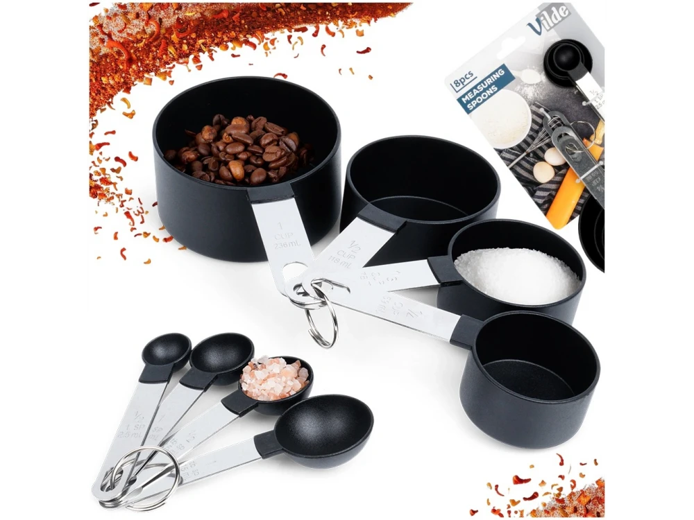 Vilde Set of 8 Kitchen Measuring Cups with Stainless Steel Handle