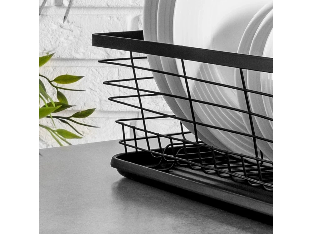 Dish Drainer Rack Black 36x30x14.5 cm