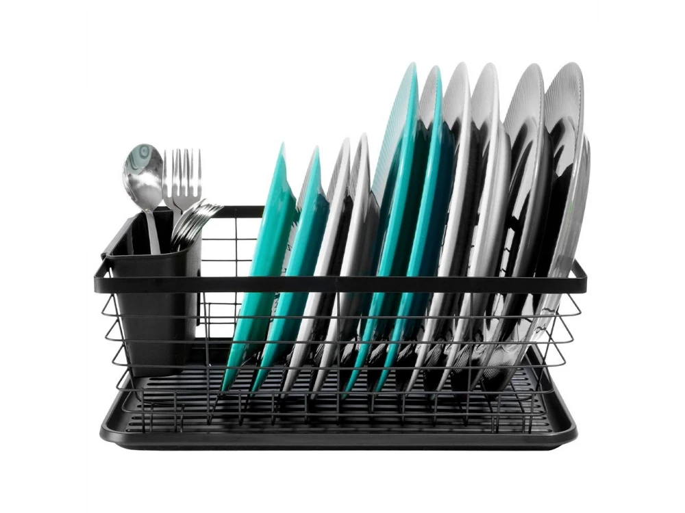 Dish Drainer Rack Black 36x30x14.5 cm