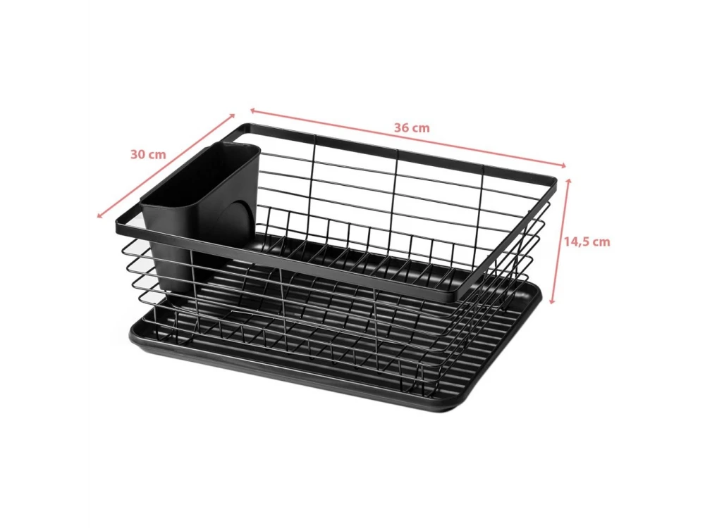 Dish Drainer Rack Black 36x30x14.5 cm
