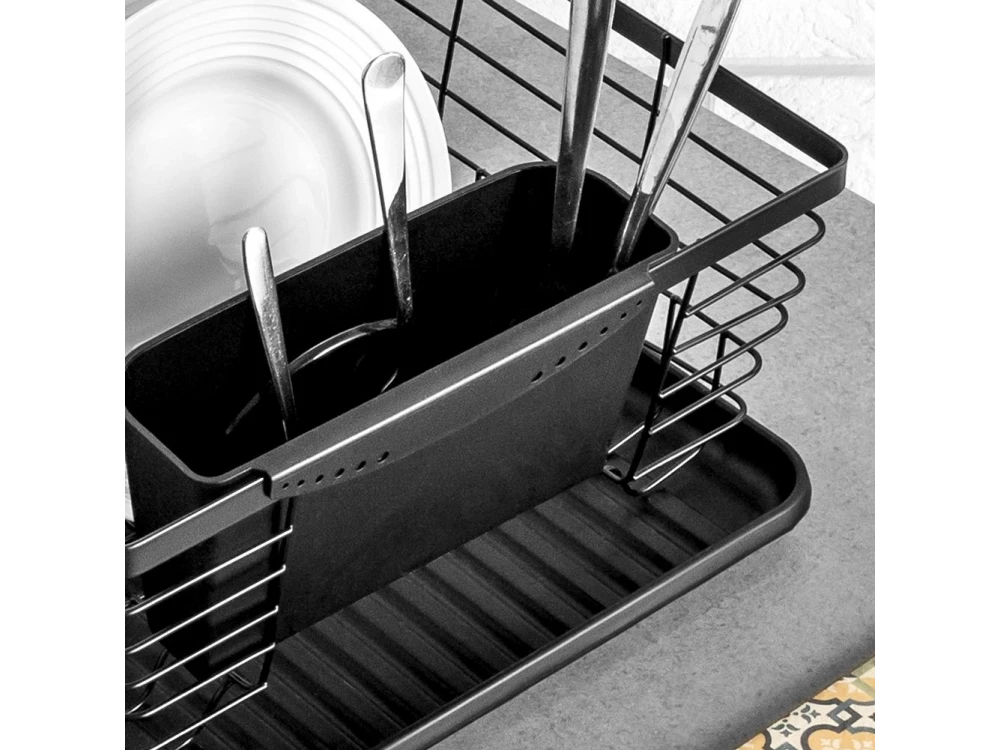 Dish Drainer Rack Black 36x30x14.5 cm