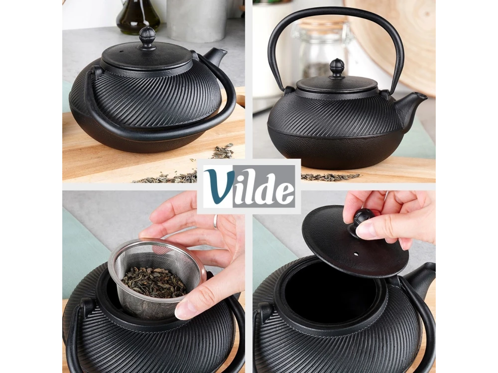 Vilde Cast Iron Teapot with Filter, 1000ml, Black