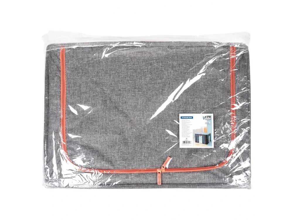 Vilde Fabric Case / Clothes Storage Box 100L 60x42x40cm with 2 Openings/Window, Gray