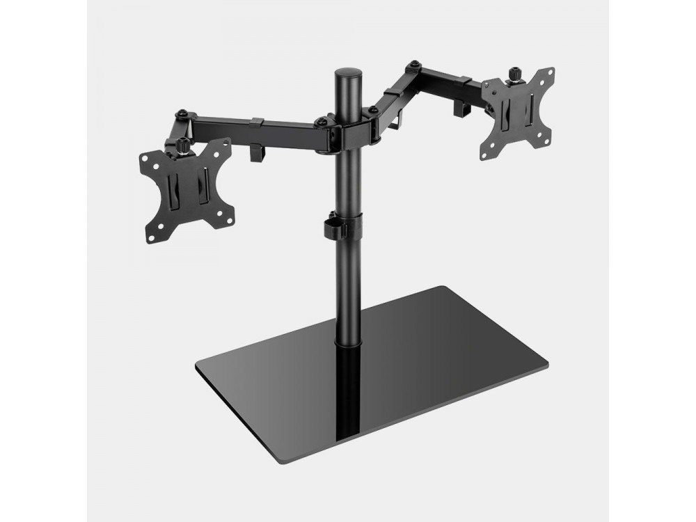 VonHaus Dual Arm Desk Mount με Γυάλινη Βάση, Βάση για 2 Οθόνες 13”-27”, έως 16kg