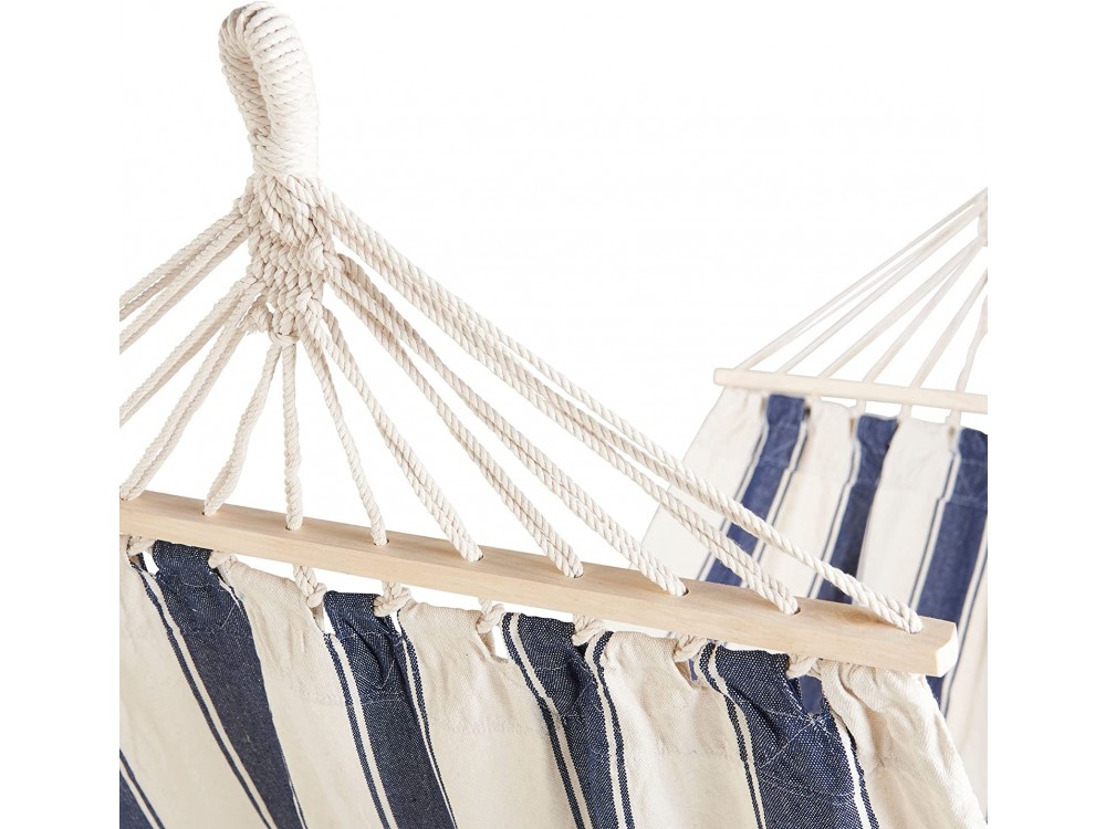 VonHaus Striped Hammock, Αιώρα Μονή Ριγέ Nautical Style 200 X 100cm 100% Cotton, Λευκό / Μπλε