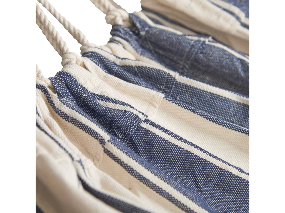 VonHaus Striped Hammock, Αιώρα Διπλή Ριγέ Nautical Style 200 X 152cm 100% Cotton, Λευκό / Μπλε