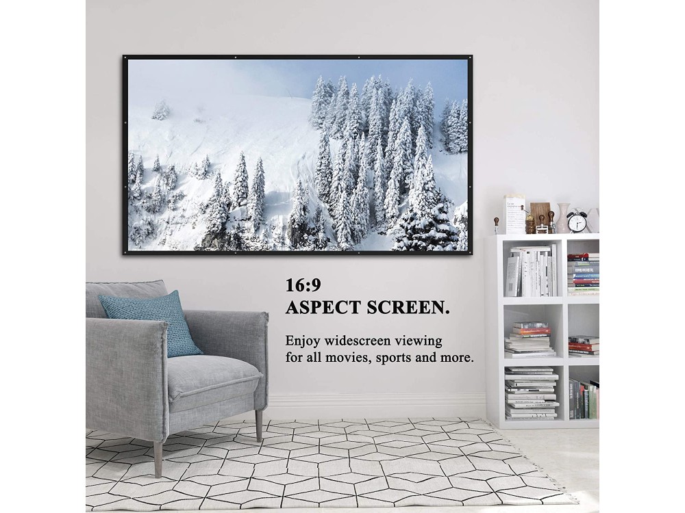 VonHaus Projector Screen 100'', 221x124cm, 16:9, Fold-up Design
