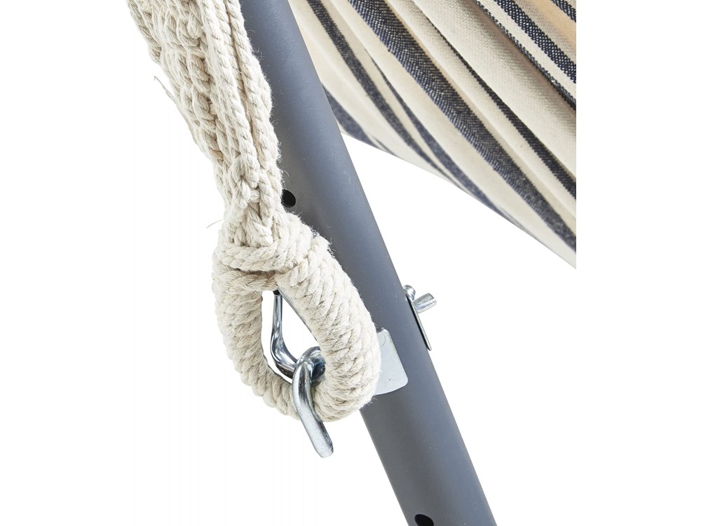 VonHaus Striped Hammock With Frame, Αιώρα Διπλή με Βάση Ριγέ Nautical Style 305 X 119cm, Λευκό / Μπλε