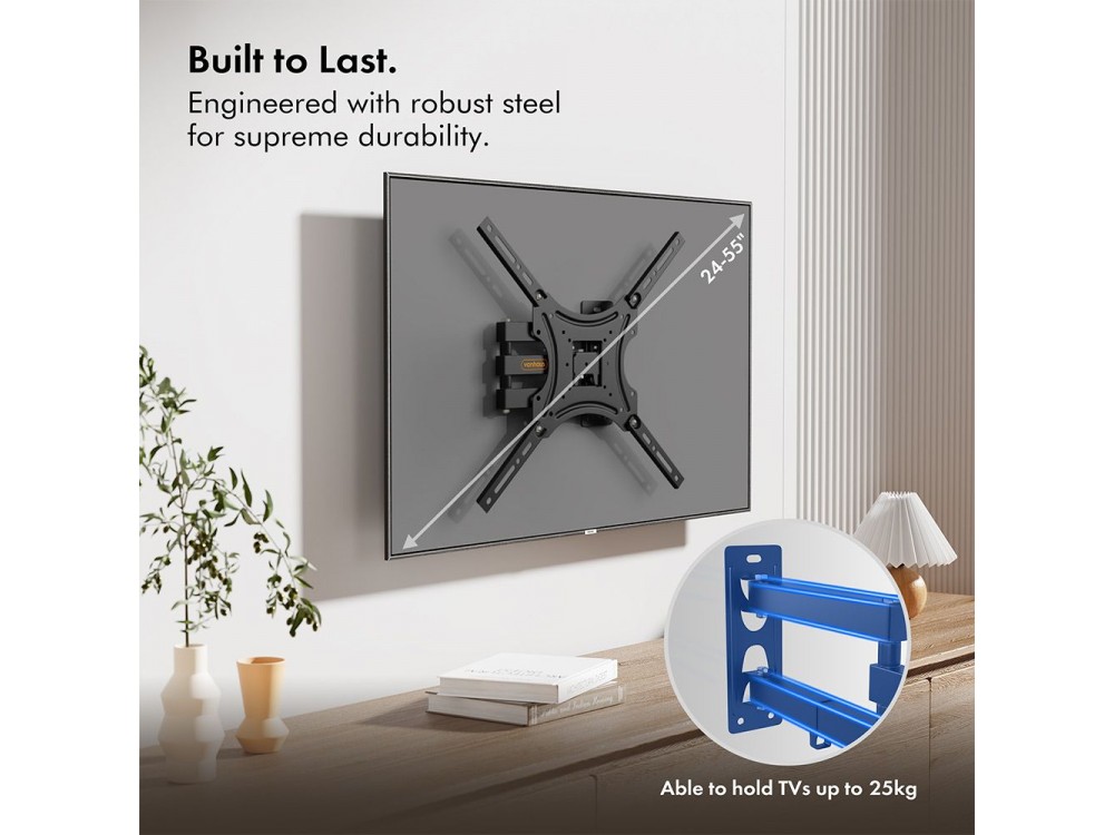VonHaus TV Mount, Tilt & Swivel, Adjustable arm for TV 23”-55”, up to 35kg - 05/054