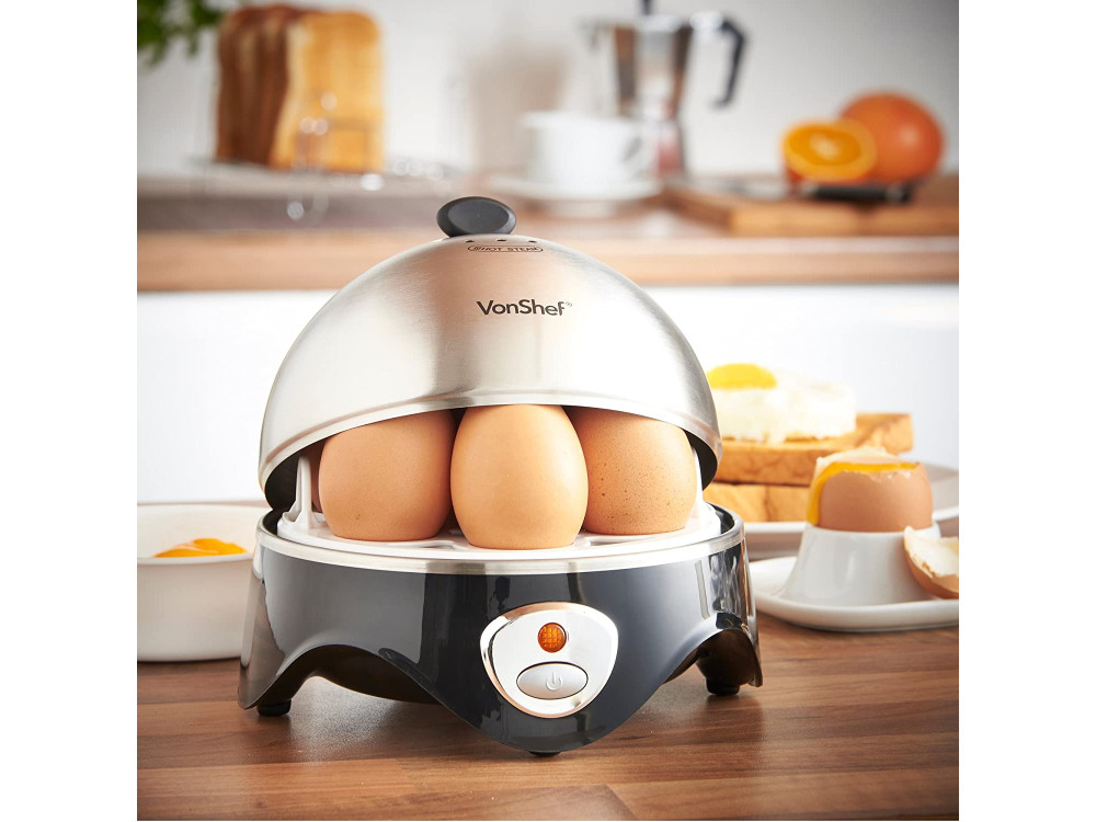 VonShef Egg Boiler, Βραστήρας 7 Αυγών 360W με Μπολ για Ποσάρισμα & Δοσομετρητή νερού με Καρφίτσα