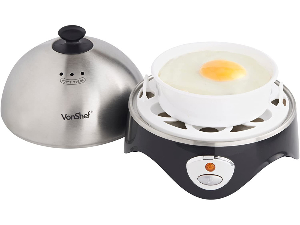 VonShef Egg Boiler, Βραστήρας 7 Αυγών 360W με Μπολ για Ποσάρισμα & Δοσομετρητή νερού με Καρφίτσα
